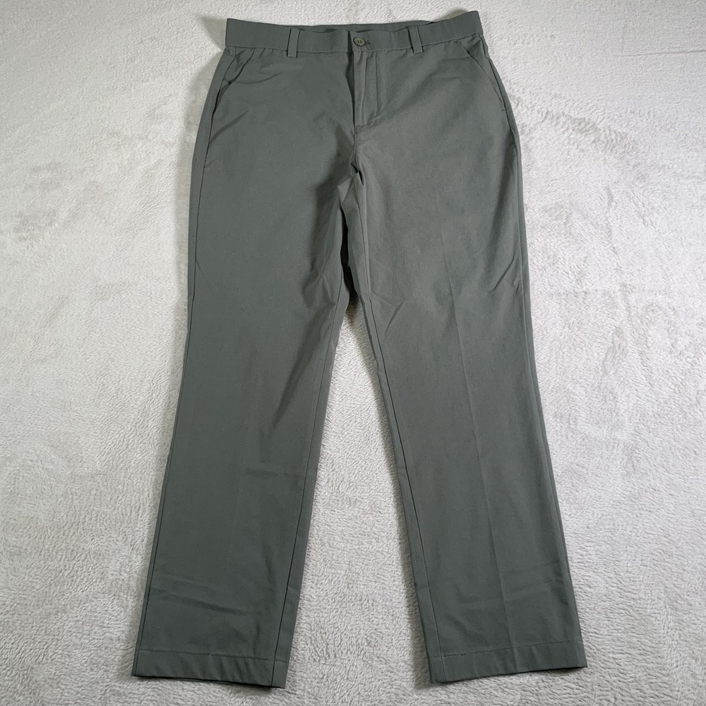 Gradual Pants Mens 32x30(32X28) Gray Green Golf‎ Dress Chino Polyester Stretch
